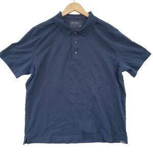 Eddie Bauer Mens XL Blue Short Sleeve Polo Shirt‎ Casual Golf Classic Everyday